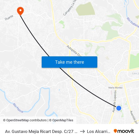 Av. Gustavo Mejía Ricart Desp. C/27 Oeste to Los Alcarrizos map