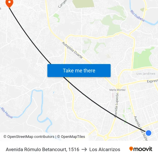 Avenida Rómulo Betancourt, 1516 to Los Alcarrizos map