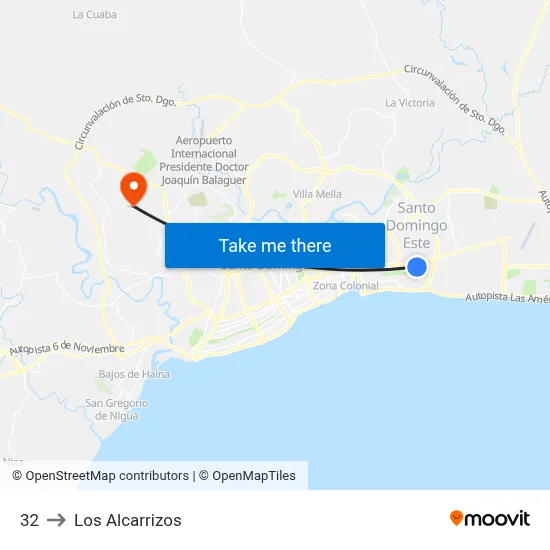 32 to Los Alcarrizos map