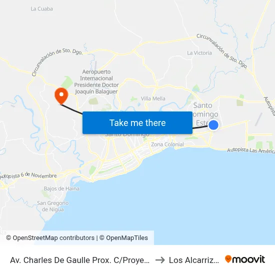 Av. Charles De Gaulle Prox. C/Proyecto to Los Alcarrizos map