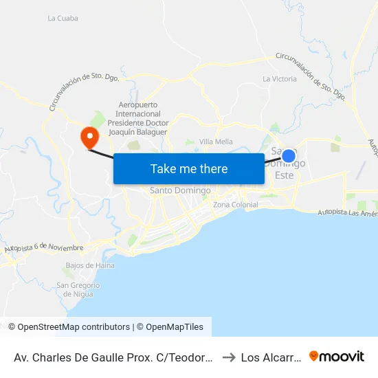 Av. Charles De Gaulle Prox. C/Teodoro Stanley to Los Alcarrizos map