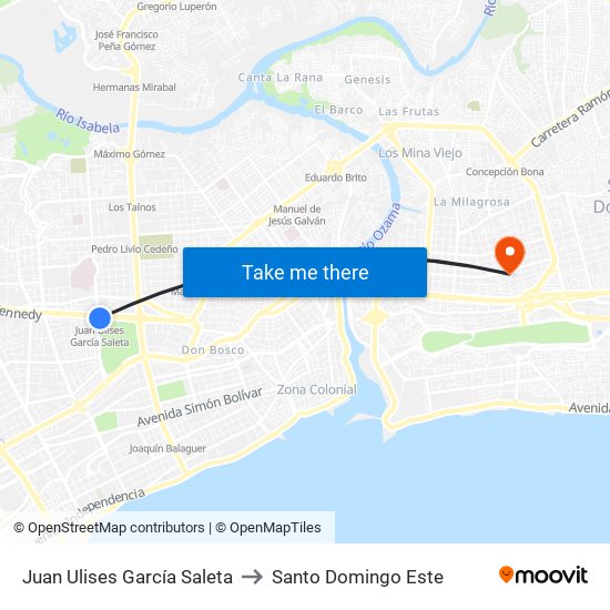 Juan Ulises García Saleta to Santo Domingo Este map