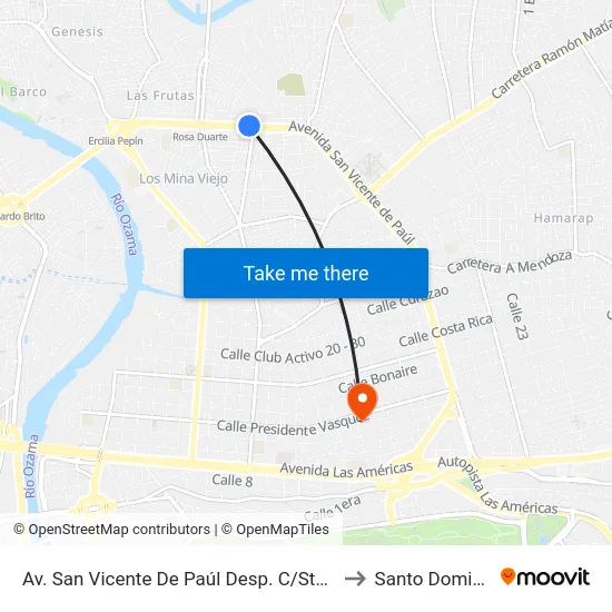 Av. San Vicente De Paúl Desp. C/Sta. Luisa De Marillac to Santo Domingo Este map