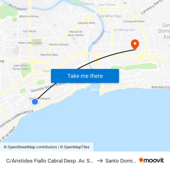 C/Aristides Fiallo Cabral Desp. Av. Santo Tomas De Aquino to Santo Domingo Este map