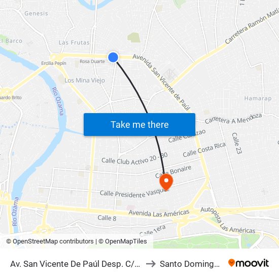Av. San Vicente De Paúl Desp. C/Carrera G to Santo Domingo Este map