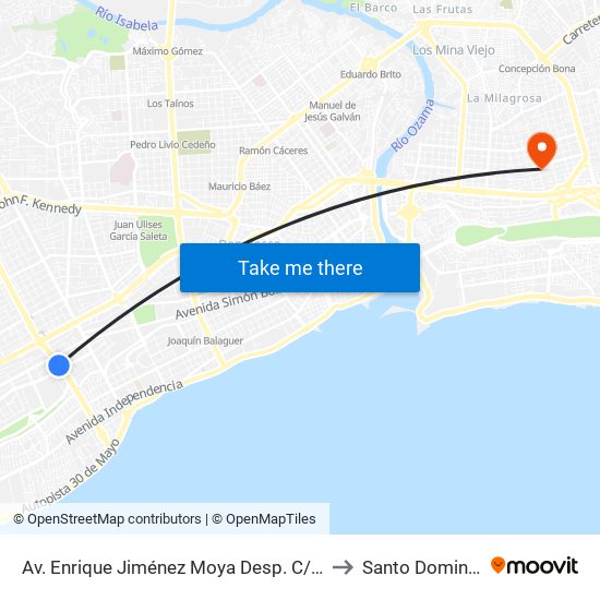 Av. Enrique Jiménez Moya Desp. C/Eduardo Vicioso to Santo Domingo Este map