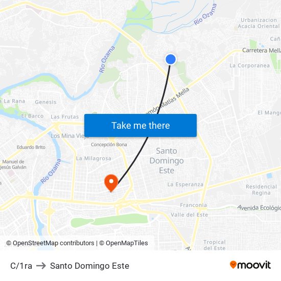 C/1ra to Santo Domingo Este map