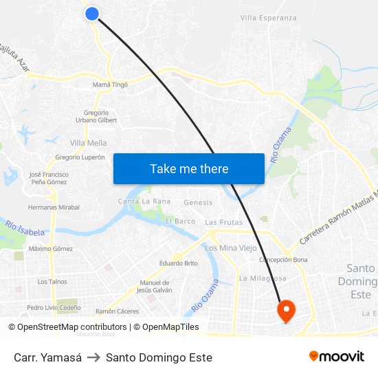 Carr. Yamasá to Santo Domingo Este map