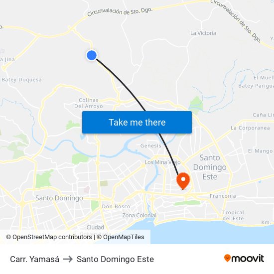 Carr. Yamasá to Santo Domingo Este map