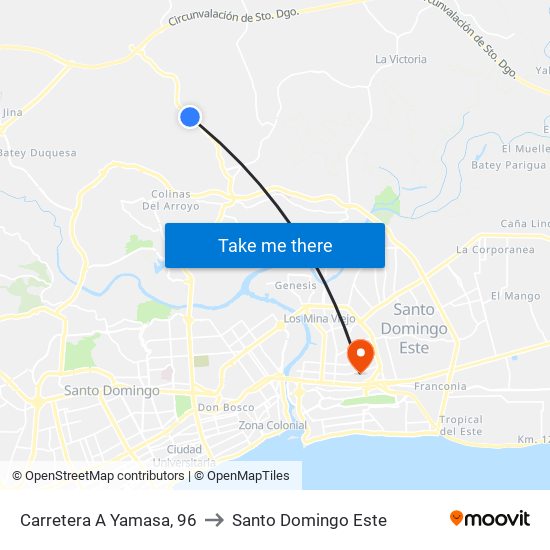 Carretera A Yamasa, 96 to Santo Domingo Este map