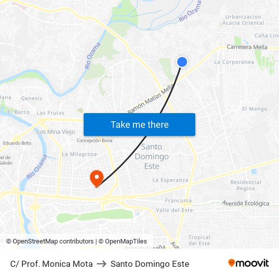 C/ Prof. Monica Mota to Santo Domingo Este map