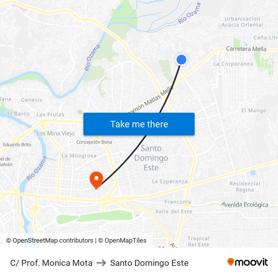 C/ Prof. Monica Mota to Santo Domingo Este map