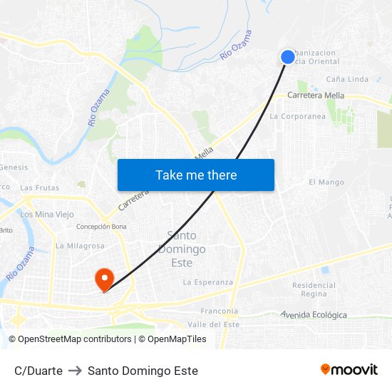 C/Duarte to Santo Domingo Este map