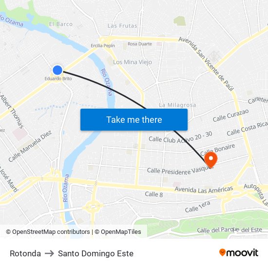 Rotonda to Santo Domingo Este map