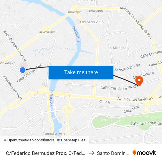 C/Federico Bermudez Prox. C/Federico Velasquez to Santo Domingo Este map