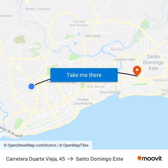 Carretera Duarte Vieja, 45 to Santo Domingo Este map