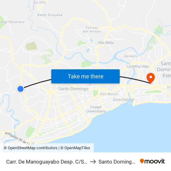 Carr. De Manoguayabo Desp. C/San Miguel to Santo Domingo Este map