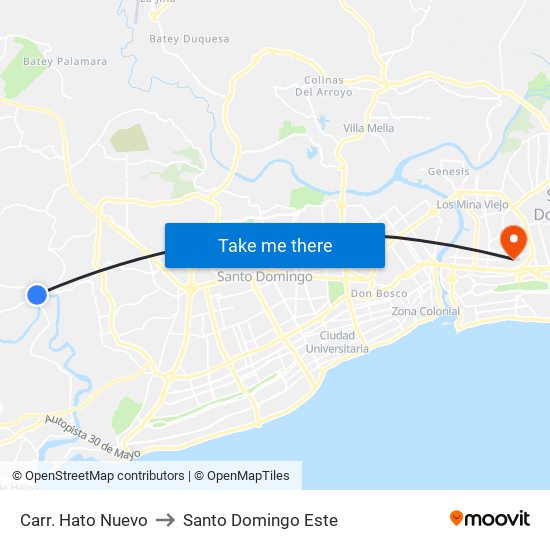 Carr. Hato Nuevo to Santo Domingo Este map