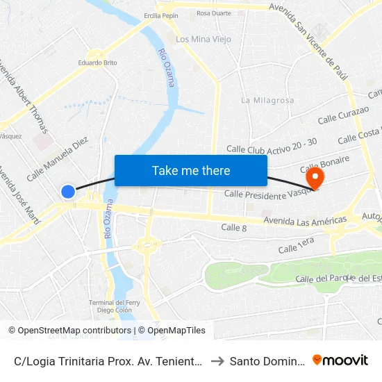 C/Logia Trinitaria Prox. Av. Teniente Amado García to Santo Domingo Este map