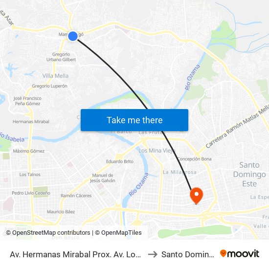 Av. Hermanas Mirabal Prox. Av. Los Restauradores to Santo Domingo Este map