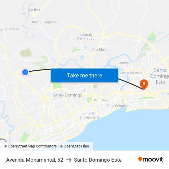 Avenida Monumental, 52 to Santo Domingo Este map