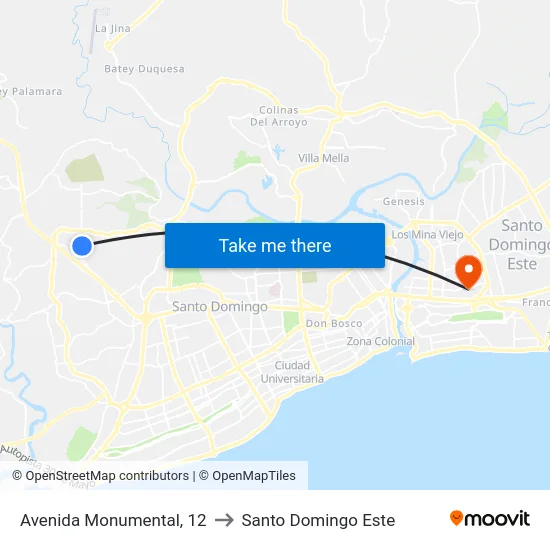 Avenida Monumental, 12 to Santo Domingo Este map