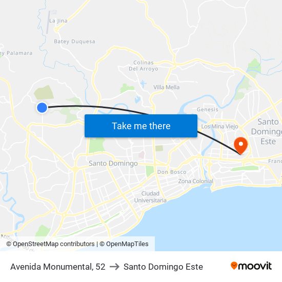 Avenida Monumental, 52 to Santo Domingo Este map