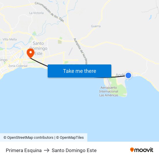 Primera Esquina to Santo Domingo Este map