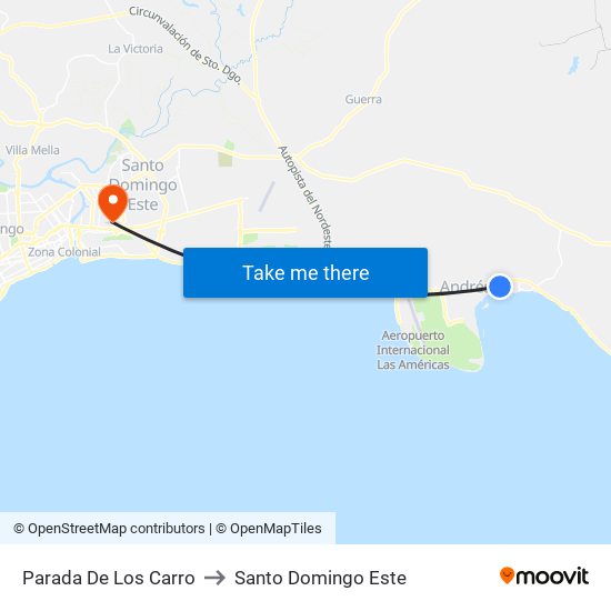 Parada De Los Carro to Santo Domingo Este map