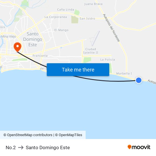 No.2 to Santo Domingo Este map