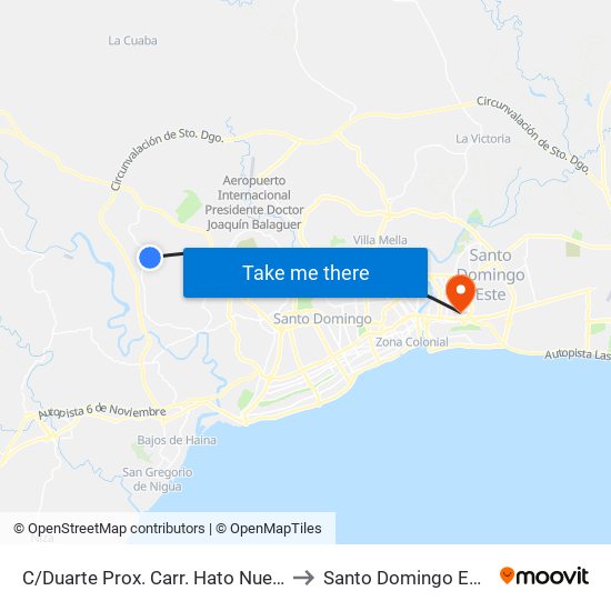 C/Duarte Prox. Carr. Hato Nuevo to Santo Domingo Este map