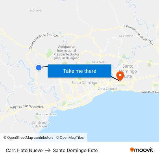 Carr. Hato Nuevo to Santo Domingo Este map