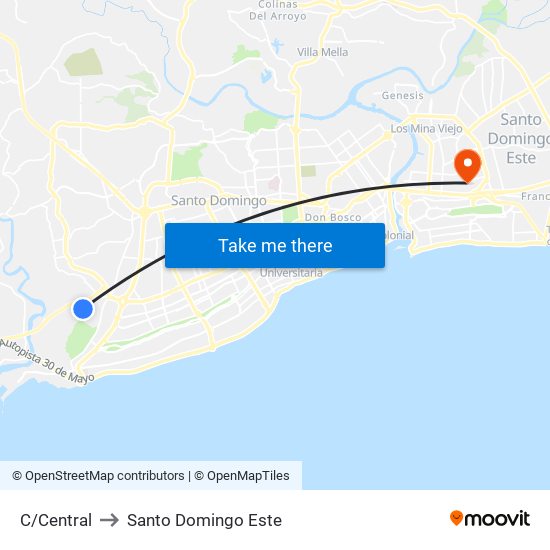 C/Central to Santo Domingo Este map