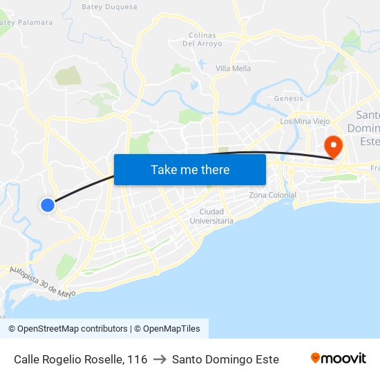 Calle Rogelio Roselle, 116 to Santo Domingo Este map