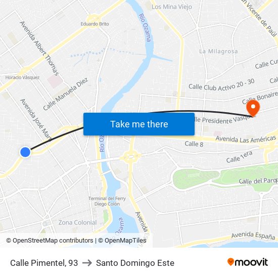 Calle Pimentel, 93 to Santo Domingo Este map