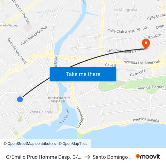 C/Emilio Prud'Homme Desp. C/Imbert to Santo Domingo Este map