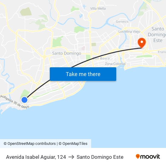 Avenida Isabel Aguiar, 124 to Santo Domingo Este map