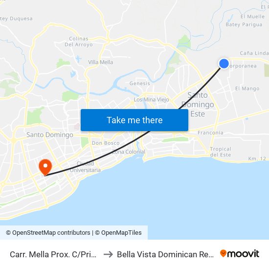 Carr. Mella Prox. C/Principal to Bella Vista Dominican Republic map
