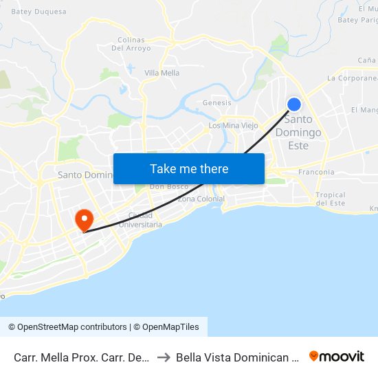 Carr. Mella Prox. Carr. De Cancino to Bella Vista Dominican Republic map