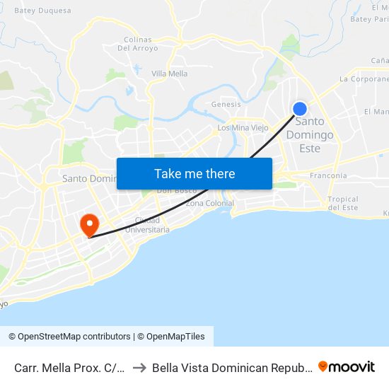 Carr. Mella Prox. C/4e to Bella Vista Dominican Republic map