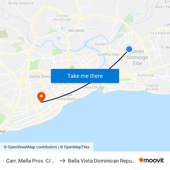 Carr. Mella Prox. C/2da to Bella Vista Dominican Republic map