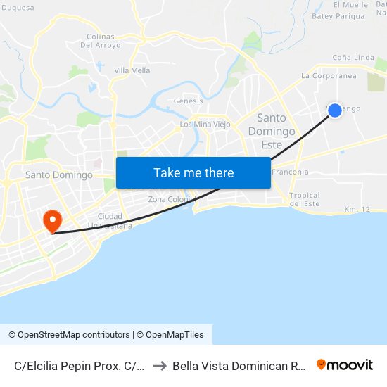 C/Elcilia Pepin Prox. C/Duarte to Bella Vista Dominican Republic map