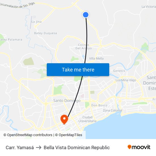 Carr. Yamasá to Bella Vista Dominican Republic map