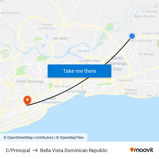 C/Principal to Bella Vista Dominican Republic map