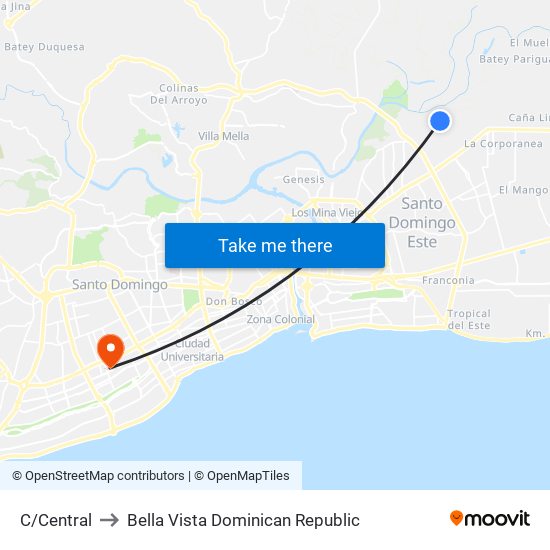 C/Central to Bella Vista Dominican Republic map