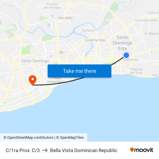 C/1ra Prox. C/3 to Bella Vista Dominican Republic map
