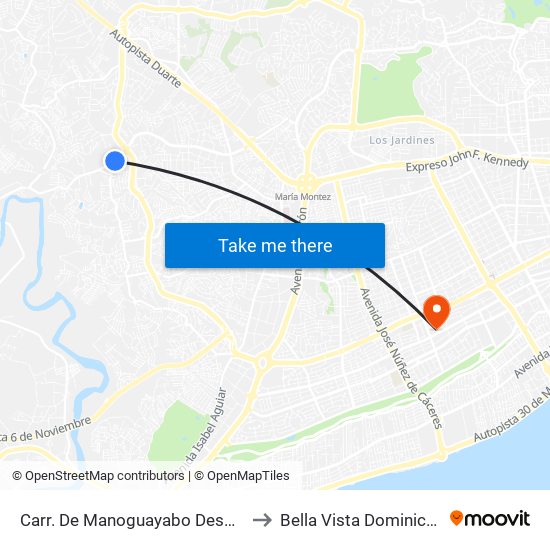 Carr. De Manoguayabo Desp. C/San Miguel to Bella Vista Dominican Republic map