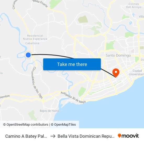 Camino A Batey Palavé to Bella Vista Dominican Republic map