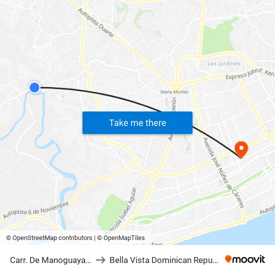 Carr. De Manoguayabo to Bella Vista Dominican Republic map