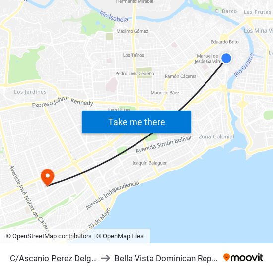 C/Ascanio Perez Delgado to Bella Vista Dominican Republic map